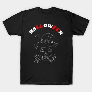 Cute Pumpkin Witch Hat Halloween T-Shirt